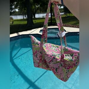 Vera Bradley Chic Pink and Green Paisley Tote